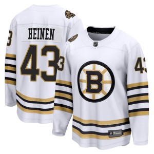 Danton Heinen Men's Fanatics Branded Boston Bruins Premier White Breakaway 100th Anniversary Jersey