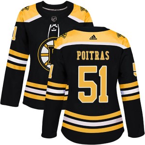 Matthew Poitras Women's Adidas Boston Bruins Authentic Black Home Jersey
