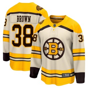 Patrick Brown Men's Fanatics Branded Boston Bruins Premier Brown Breakaway Cream 100th Anniversary Jersey