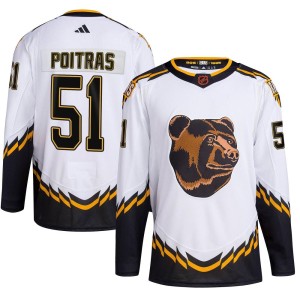 Matthew Poitras Men's Adidas Boston Bruins Authentic White Reverse Retro 2.0 Jersey