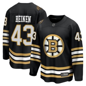Danton Heinen Youth Fanatics Branded Boston Bruins Premier Black Breakaway 100th Anniversary Jersey